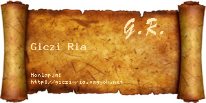 Giczi Ria névjegykártya